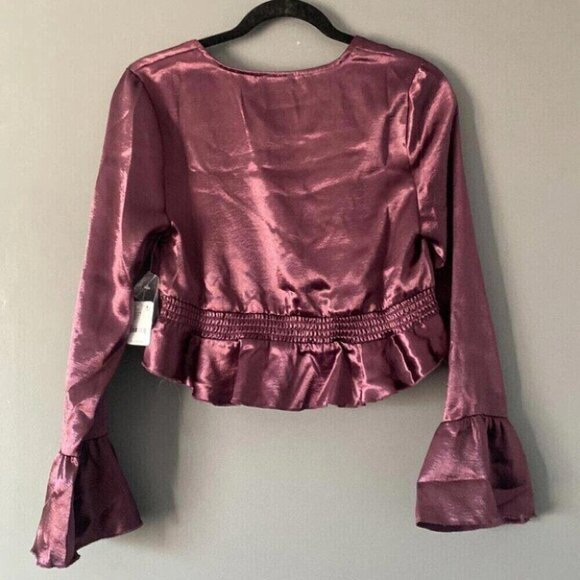 Whimsigoth Satin Ensemble Wide Leg Ruffle Detail Free People Set - Picture 5 of 16